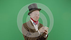 Classic Woman Counting Money From Hat