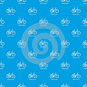 Classic women bike pattern vector seamless blue