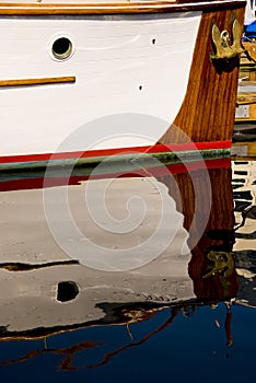 Classic Wood Boat Docked photo