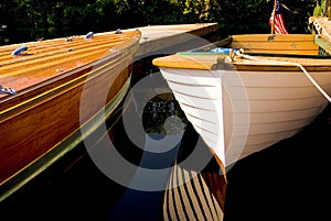 Classic Wood Boats Docked photo