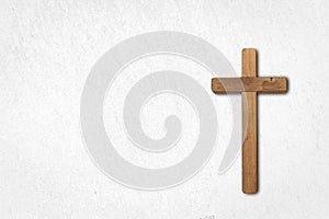 Classic wood carved a cross on the White background