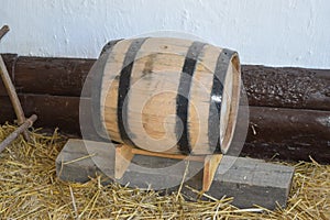 Classic wooden barrel