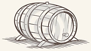 Classic Wooden Barrel Line Art Illustration, vector design Generative AI photo