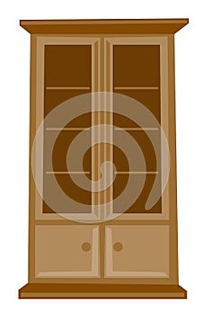 Classic wooden cabinet vector cartoon illustration