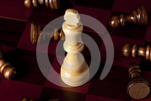 Classic Wooden Chessboard with Chess Pieces