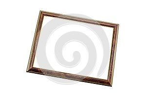 Classic wooden frame, vintage frame isolated on white background, with clipping path