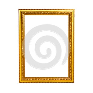 Classic wooden frame on white background.