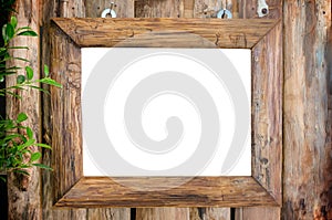 Classic wooden frame on wood wall