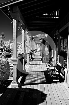 Classic Wooden Plank Front Porch