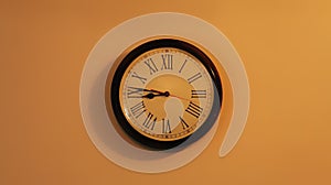 Classic wooden retro clock on display in the center of the wall