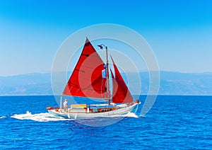 Classic wooden sailing boat