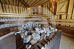 Classic wooden sauna interior