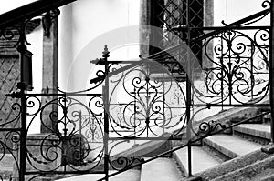 Classic wrought iron stair in Cesky Krumlov, Czech