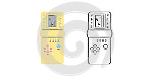 Classic y2k, 90s and 2000s aesthetic. Flat and outline style retro game console, vintage element. Hand-drawn vector illustration.