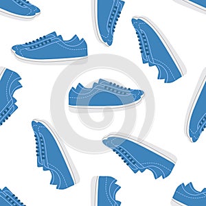 Classic y2k, 90s and 2000s aesthetic. Flat style sneakers, sports shoes, vintage seamless pattern. Hand-drawn vector illustration