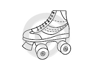 Classic y2k, 90s and 2000s aesthetic. Outline style retro quad roller skates, vintage element. Hand-drawn vector illustration.