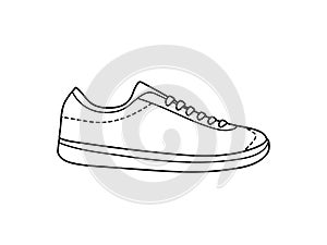 Classic y2k, 90s and 2000s aesthetic. Outline style sneakers, sports shoes, vintage element. Hand-drawn vector illustration.