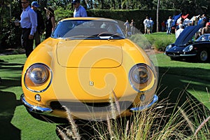 Classic yellow Ferrari sports car front view