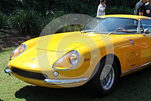 Classic yellow Ferrari sports car nose