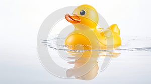 classic yellow rubber duck floating on water bath time for children
