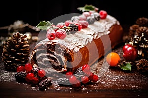 The classic Yuletide log is a festive roll photo