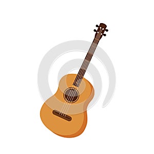 Classical acoustic guitar isolated on white background. Vector illustration in a flat style