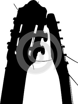 Classical acoustic guitar neck and electric guitar headstock isolated vector