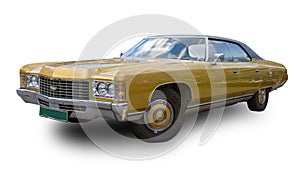 Classical American car 1971 Chevrolet Caprice. White backround