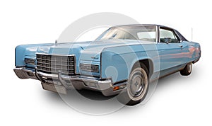 Classical American luxury car 1973 Lincoln Continental Coupe. White background