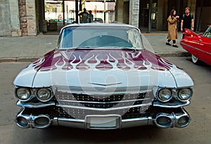 Classical American Vintage car Cadillac Eldorado 1959. Front view