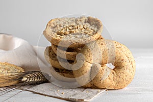 Classical apulian friselle made in Puglia, Salento by wholegrain weat