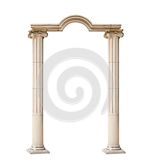 Classical architectural arch isolated on white background