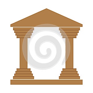 Classical architecture columns. Roman pillar structure. Brown design Vector. Isolated antique object.