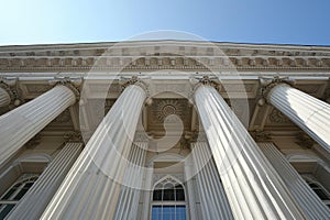 Classical Architecture Detail of Pillars and Facade, AI Generated