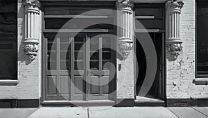 Classical Architecture Entrance With Crumbling Facade photo