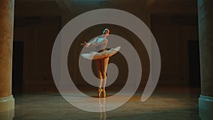 Classical ballet dancer preparing to start the performance