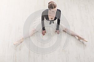 Classical Ballet dancer in split crop, top view