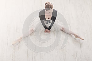 Classical Ballet dancer in split crop, top view