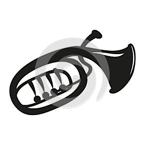 Classical baritone horn on the white background