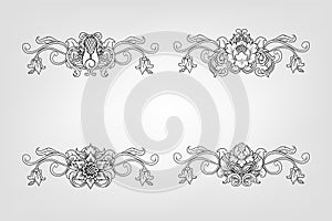 Classical Baroque Filigree Decoration Ornament Vintage Floral Border Style Antique Art Retro