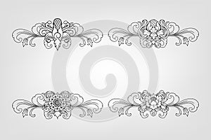 Classical Baroque Filigree Decoration Ornament Vintage Floral Border Style Antique Art Retro