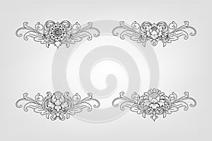 Classical Baroque Filigree Decoration Ornament Vintage Floral Border Style Antique Art Retro