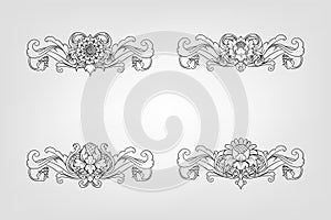 Classical Baroque Filigree Decoration Ornament Vintage Floral Border Style Antique Art Retro