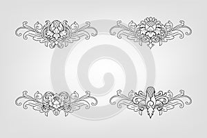 Classical Baroque Filigree Decoration Ornament Vintage Floral Border Style Antique Art Retro