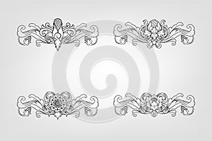 Classical Baroque Filigree Decoration Ornament Vintage Floral Border Style Antique Art Retro