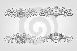 Classical Baroque Filigree Decoration Ornament Vintage Floral Border Style Antique Art Retro