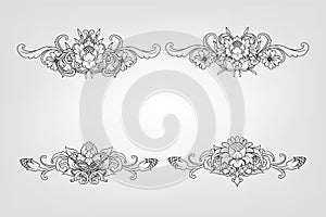 Classical Baroque Filigree Decoration Ornament Vintage Floral Border Style Antique Art Retro