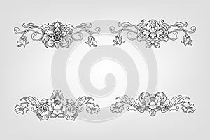 Classical Baroque Filigree Decoration Ornament Vintage Floral Border Style Antique Art Retro