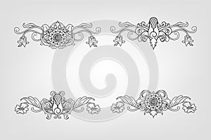 Classical Baroque Filigree Decoration Ornament Vintage Floral Border Style Antique Art Retro