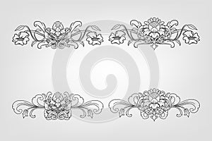 Classical Baroque Filigree Decoration Ornament Vintage Floral Border Style Antique Art Retro